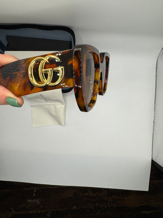 Gucci Large Frame Sunglasses in Havana Brown