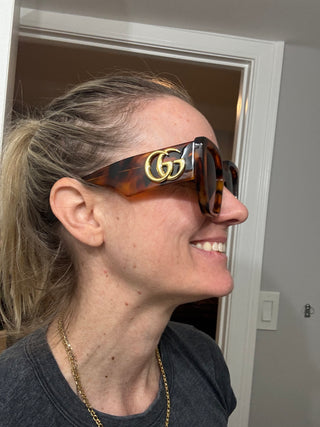 Gucci Large Frame Sunglasses in Havana Brown