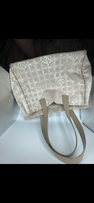 Chanel Travel Line Tote Bag Beige Nylon CC Logo Shopper Handbag