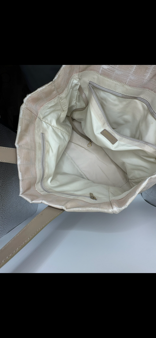 Chanel Travel Line Tote Bag Beige Nylon CC Logo Shopper Handbag