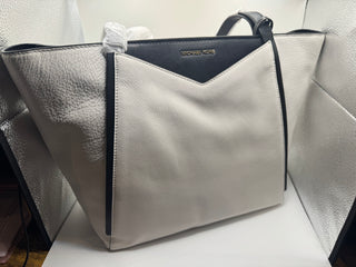 Brand NEW WITH TAGS Michael Kors White & Black Leather Colorblock Tote