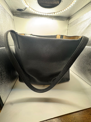 Salvatore Ferragamo Black Pebble Reversible Leather Tote