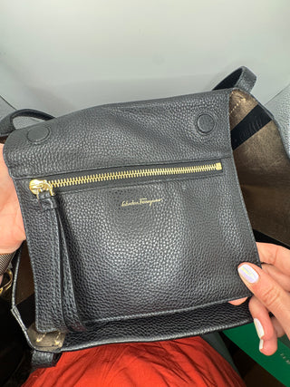 Salvatore Ferragamo Black Pebble Reversible Leather Tote