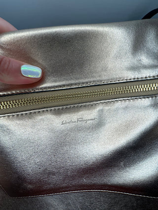 Salvatore Ferragamo Black Pebble Reversible Leather Tote