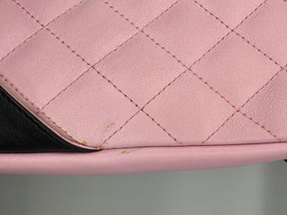 CHANEL Calfskin Quilted Black and Pink Purse