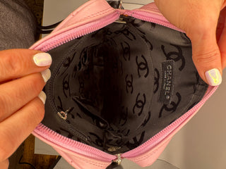 CHANEL Calfskin Quilted Black and Pink Purse