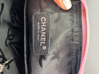 CHANEL Calfskin Quilted Black and Pink Purse