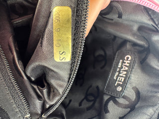 CHANEL Calfskin Quilted Black and Pink Purse