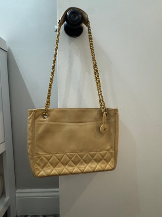 CHANEL Vintage Cream Calfskin Bag
