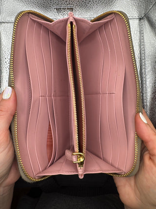 Prada Gray Daino Leather Zippy Wallet