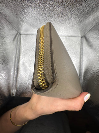 Prada Gray Daino Leather Zippy Wallet