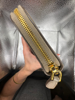 Prada Gray Daino Leather Zippy Wallet