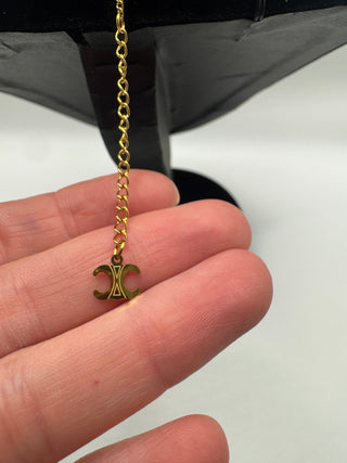 Celine Replica Gold Triumph Earrings and Necklace Set