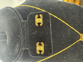 Celine Replica Gold Triumph Earrings and Necklace Set