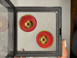 HERMES Leather and Gold Tone Earrings