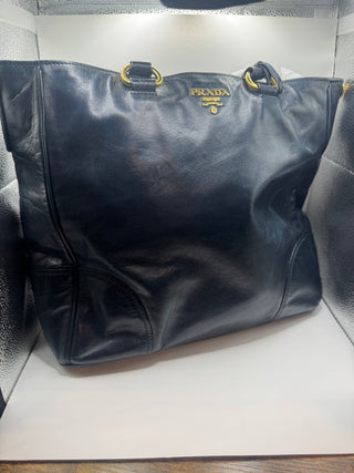 Prada Large Saffiano Leather Tote Dark Blue