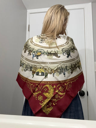 Hermes Scarf - La promenade de Longchamps by P. Ledoux
