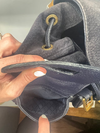Gucci Navy Blue Bamboo Backpack