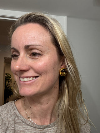 CHANEL CC Tiger Eye Clip-on Earrings