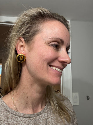 CHANEL CC Tiger Eye Clip-on Earrings