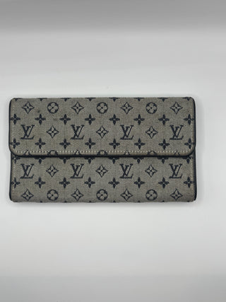 Louis Vuitton Navy Mini Lin Long Bifold Wallet