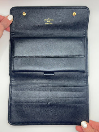 Louis Vuitton Navy Mini Lin Long Bifold Wallet