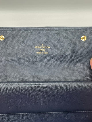 Louis Vuitton Navy Mini Lin Long Bifold Wallet