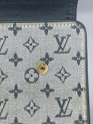 Louis Vuitton Navy Mini Lin Long Bifold Wallet