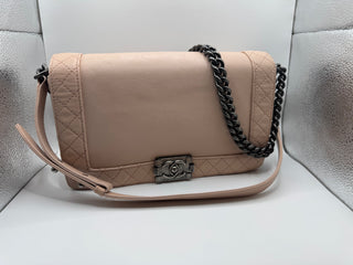 CHANEL Medium Boy Reverso Flap Beige Clair