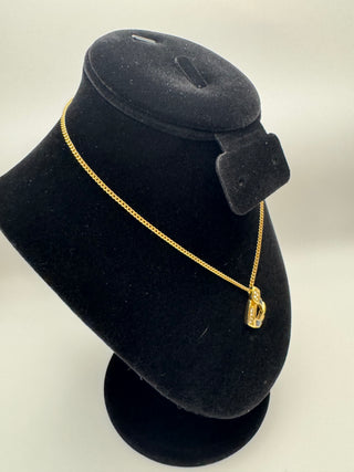 Christian Dior Black and Gold Diamond Pendant on Chain - Vintage