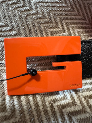 Gucci Memorable Buckle Belt - Limited Edition Black & Orange