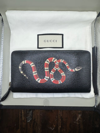 Gucci Discontinued Long Kingsnake Zippy Wallet