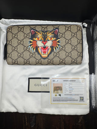Gucci GG Supreme Tiger Zippy Wallet